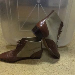 Leather and canvas booties